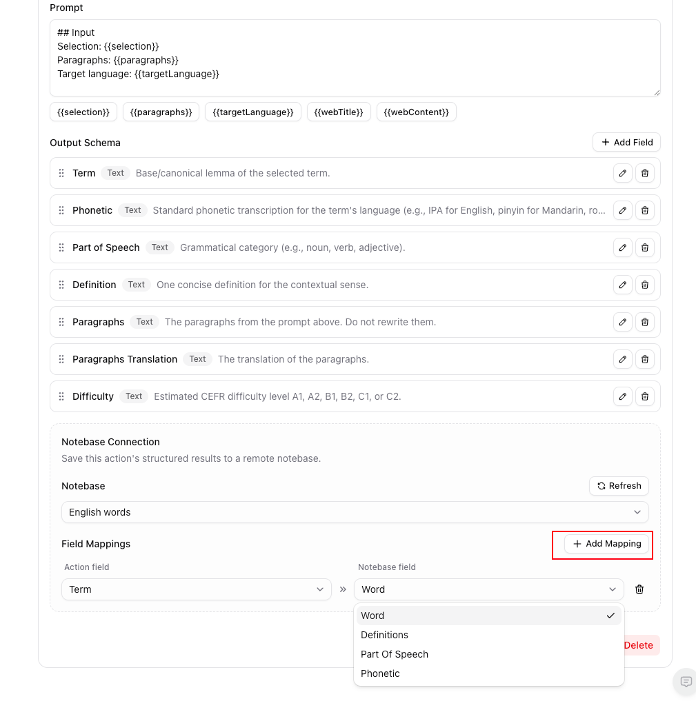 Connect Notebase Schema